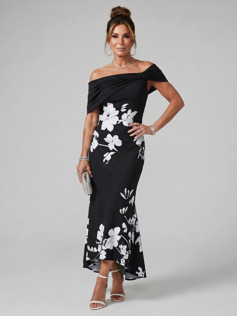 Marta | Vestido Midi com Decote Caído