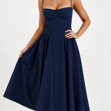 Vestido midi corpete estruturado feminino