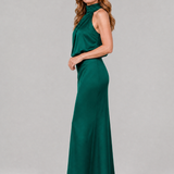 Vestido midi Nopal sem mangas com gola drapeada