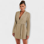 Vestido blazer com decote em V feminino