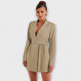 Vestido blazer com decote em V feminino