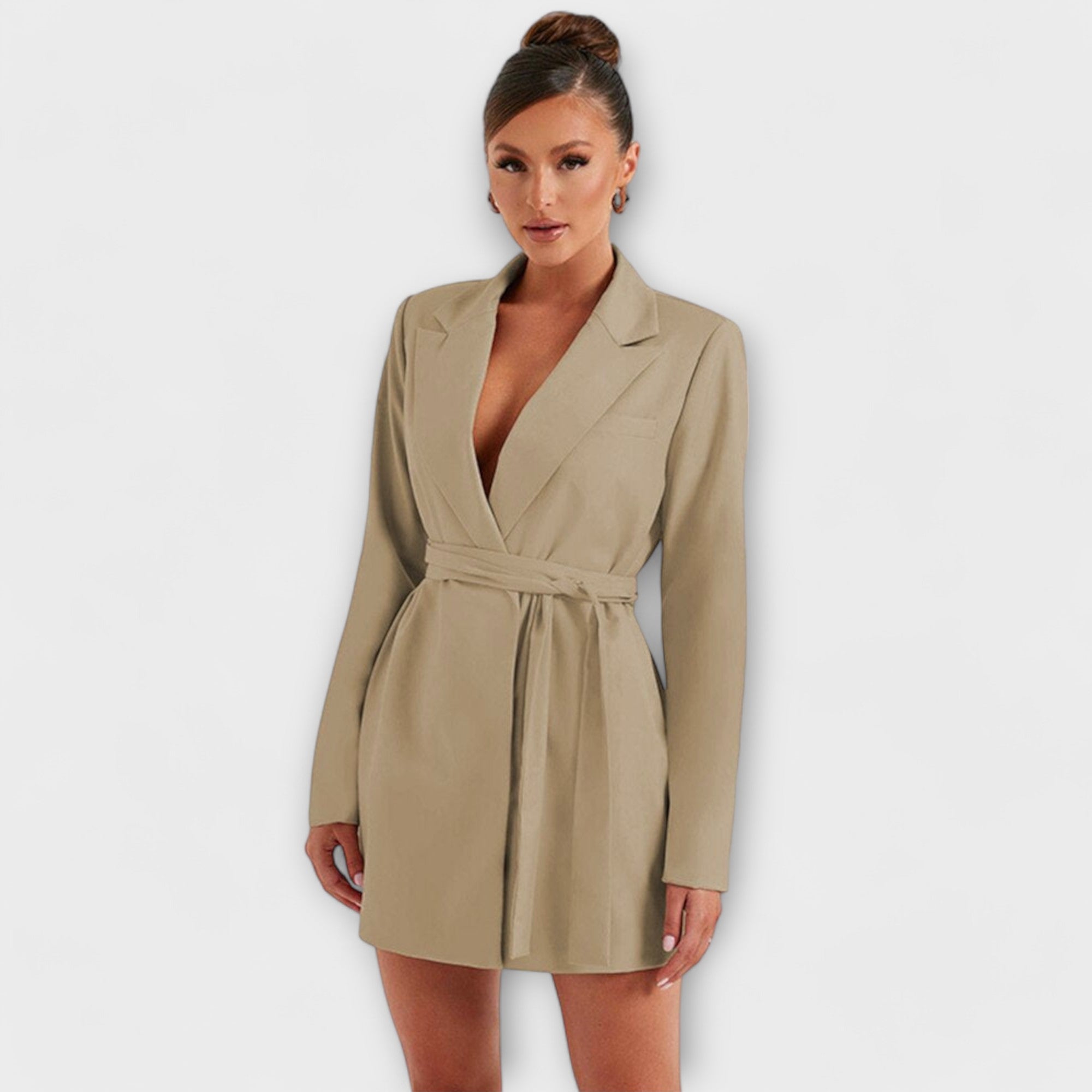 Vestido blazer com decote em V feminino
