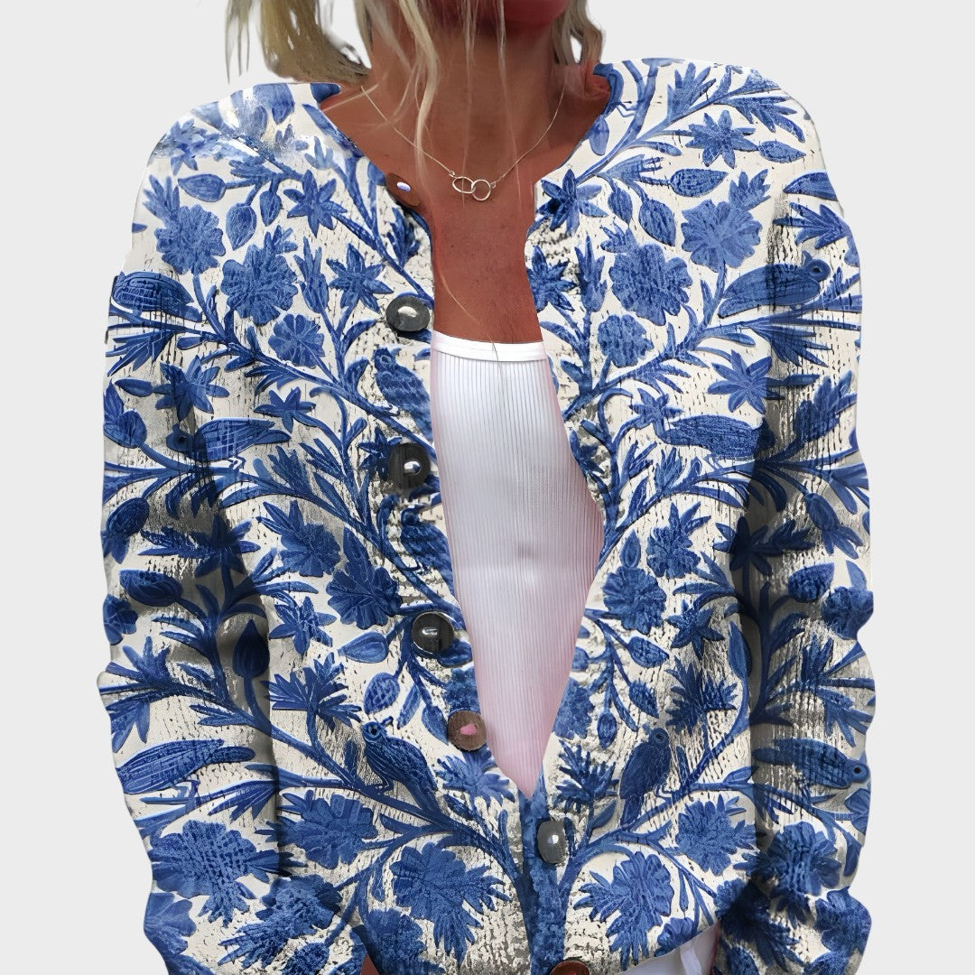 Cardigan Floral de Outono feminino