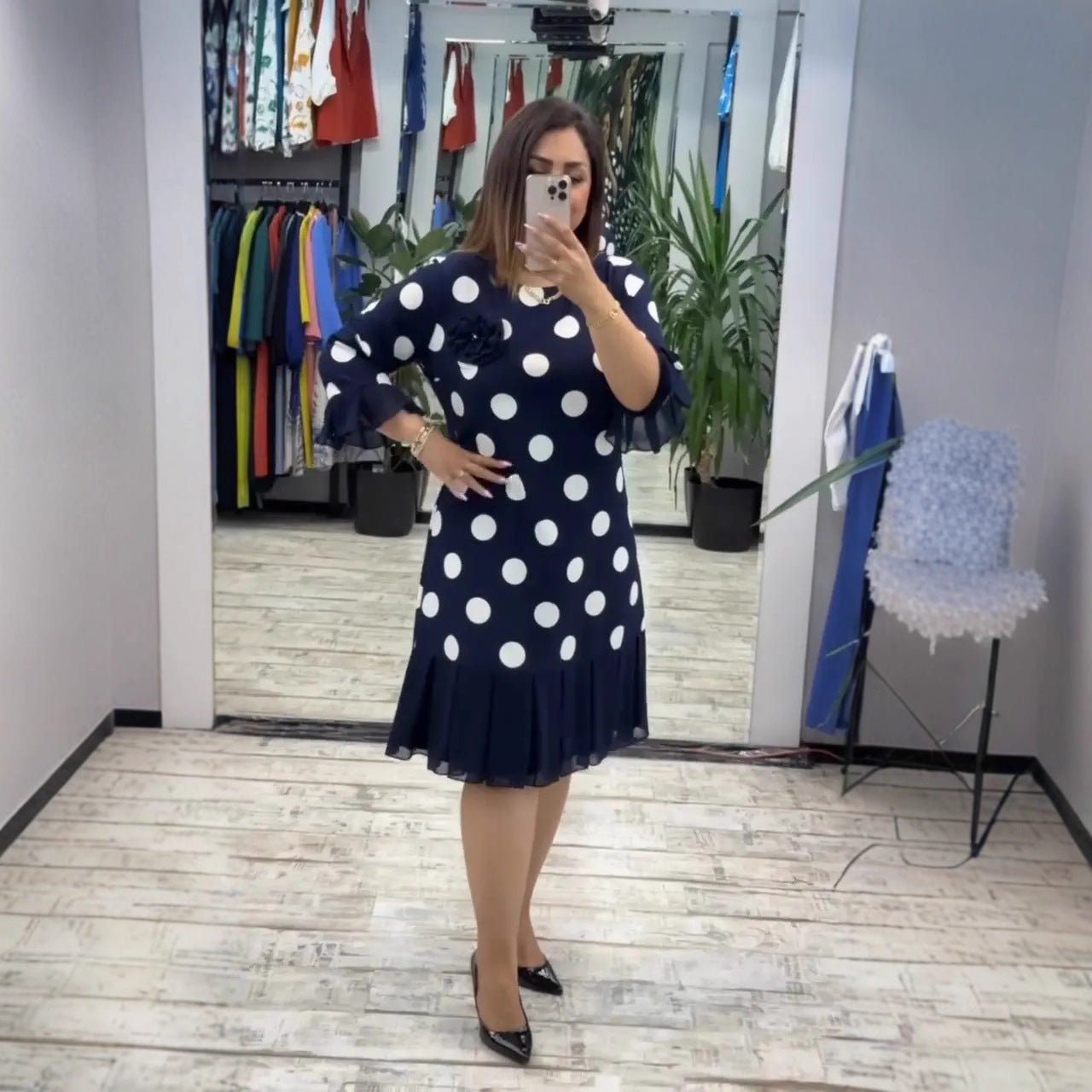Helena | Vestido elegante ás bolinhas
