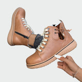 Botas de couro ortopédicas de cano baixo feminino