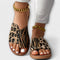 Sandálias bicolores com estampado de leopardo feminino
