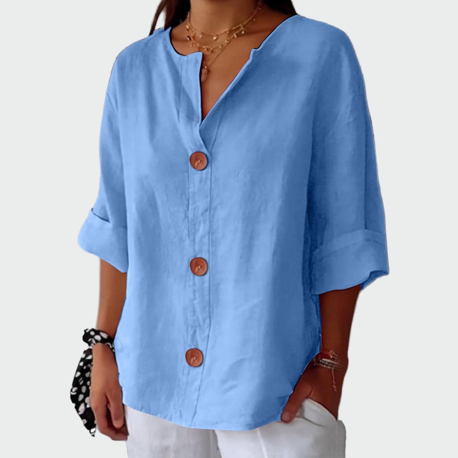 Blusa casual com textura feminino