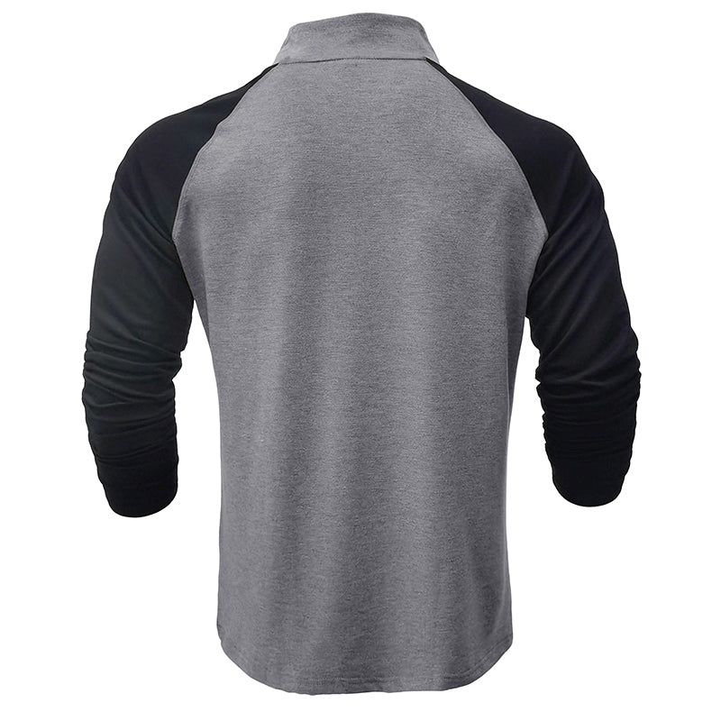 Camisa de algodão com gola subida masculino