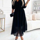 Luisa - Vestido midi colorido com decote em V