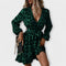 Vestido de leopardo com cinto feminino