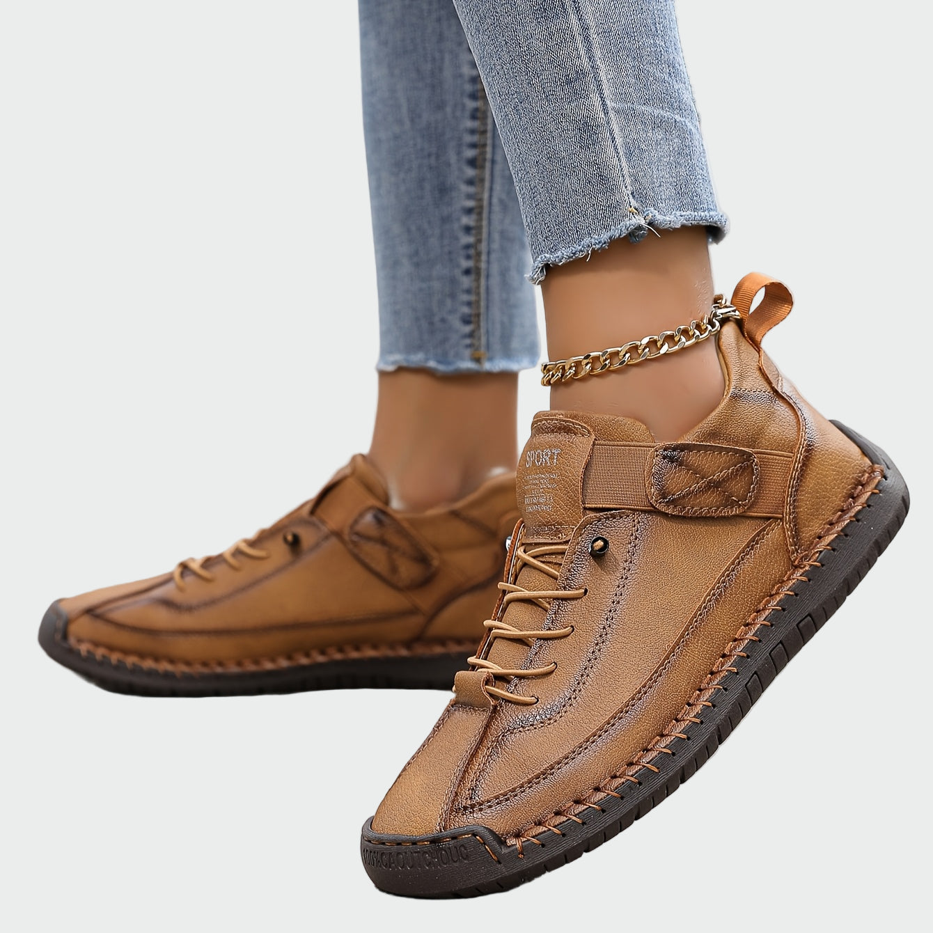 Botas ortopédicas de couro feminino