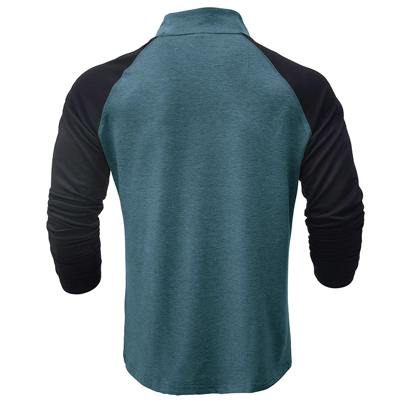 Camisa de algodão com gola subida masculino