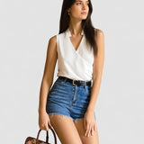 Top suave com decote em V feminino