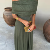 Inês | Vestido Maxi de Ombro Descoberto