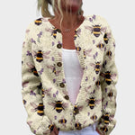 Cardigan Floral de Outono feminino