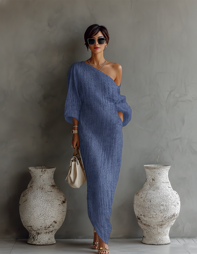Helena | Vestido maxi assimétrico