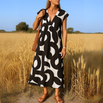 Vestido fluido com decote V feminino