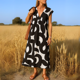Vestido fluido com decote V feminino