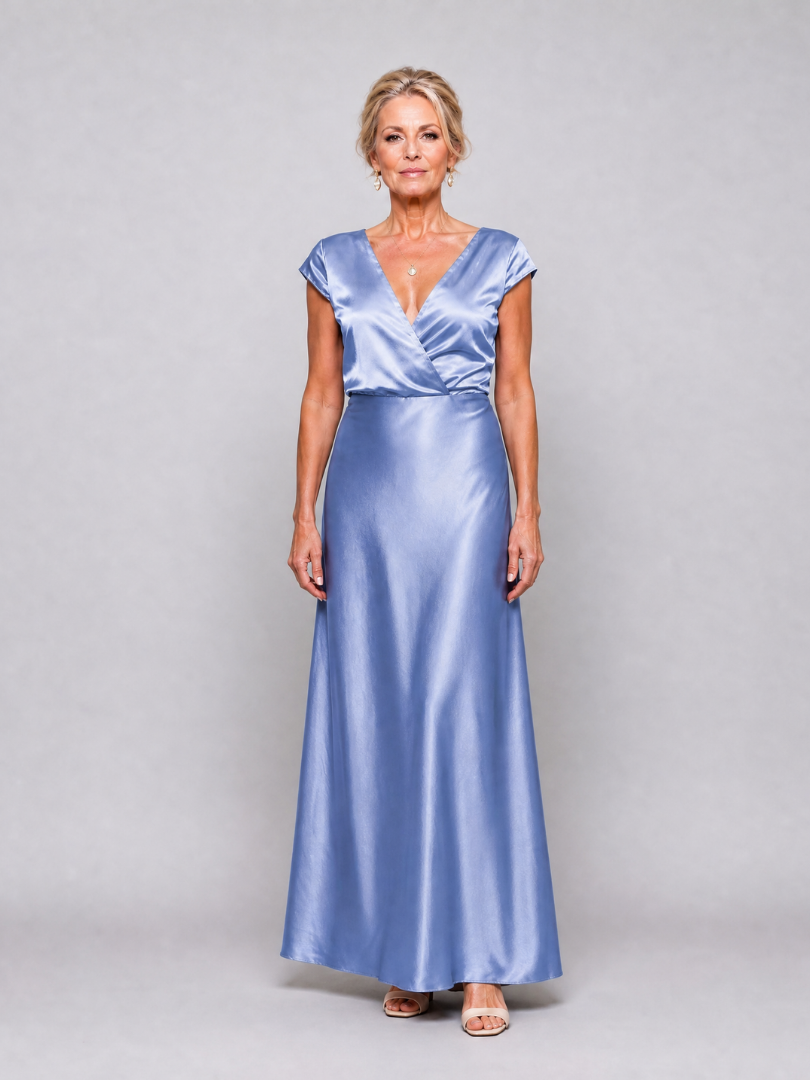 Vestido maxi Samouse envelope com manga curta