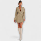 Vestido blazer com decote em V feminino