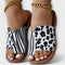 Sandálias bicolores com estampado de leopardo feminino