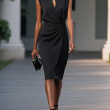 Helena | Vestido Midi Drapeado de Elegância Intemporal