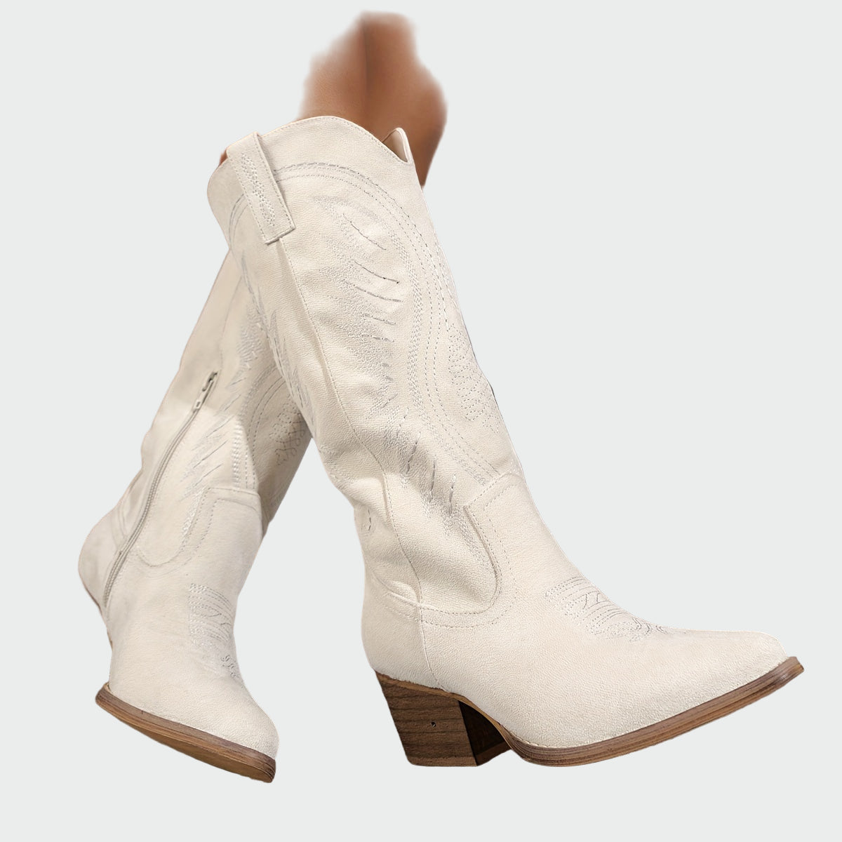 Botas ocidentais bordadas e elegantes feminino