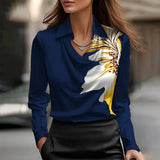 Blusa de Cetim Luxuosa com Decote Suave feminino