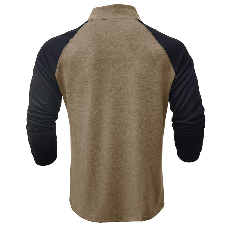 Camisa de algodão com gola subida masculino