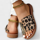 Sandálias bicolores com estampado de leopardo feminino