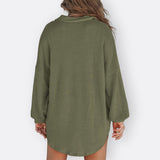 Blusa Túnica Leve Decote V com Botões feminino