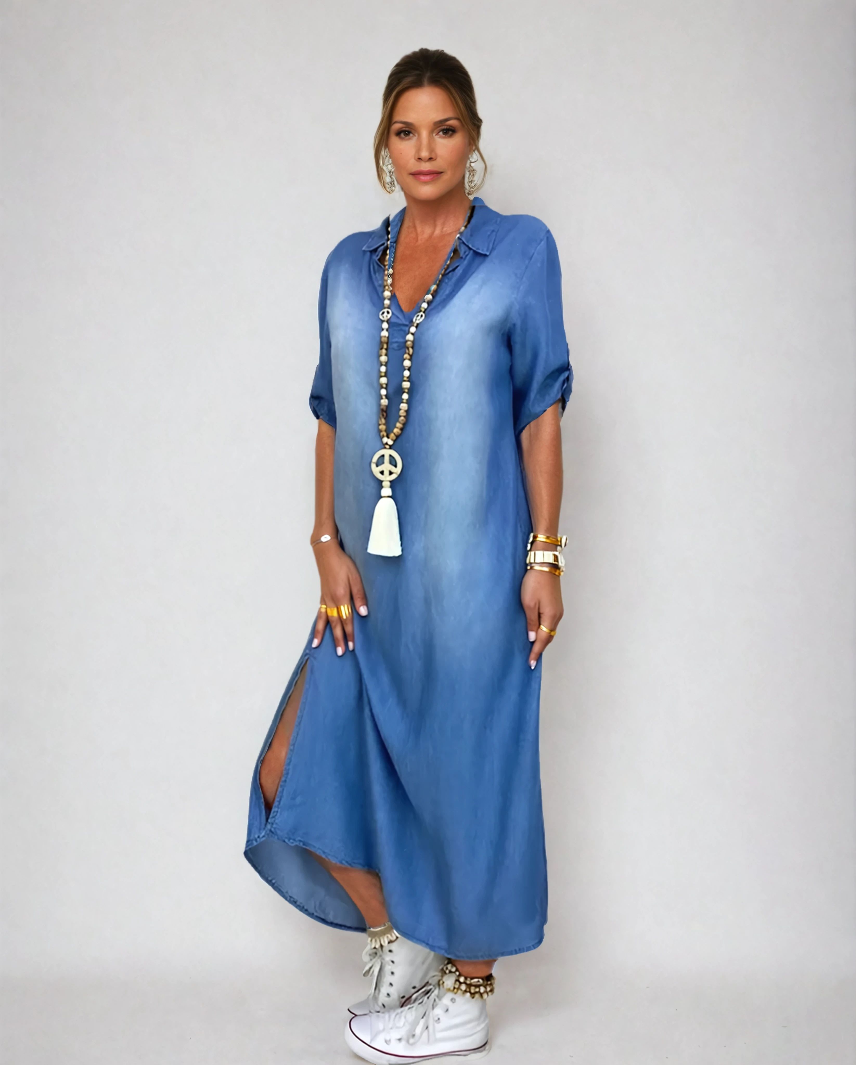 Vestido Maxi De Ganga feminino