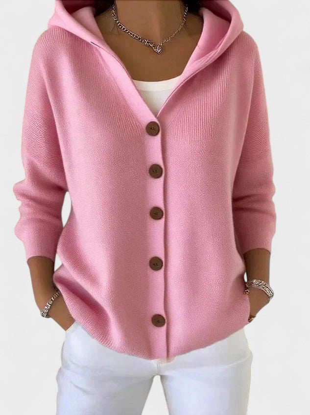 Cardigan moderno com capuz feminino