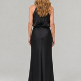 Vestido midi Nopal sem mangas com gola drapeada