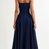 Vestido midi corpete estruturado feminino