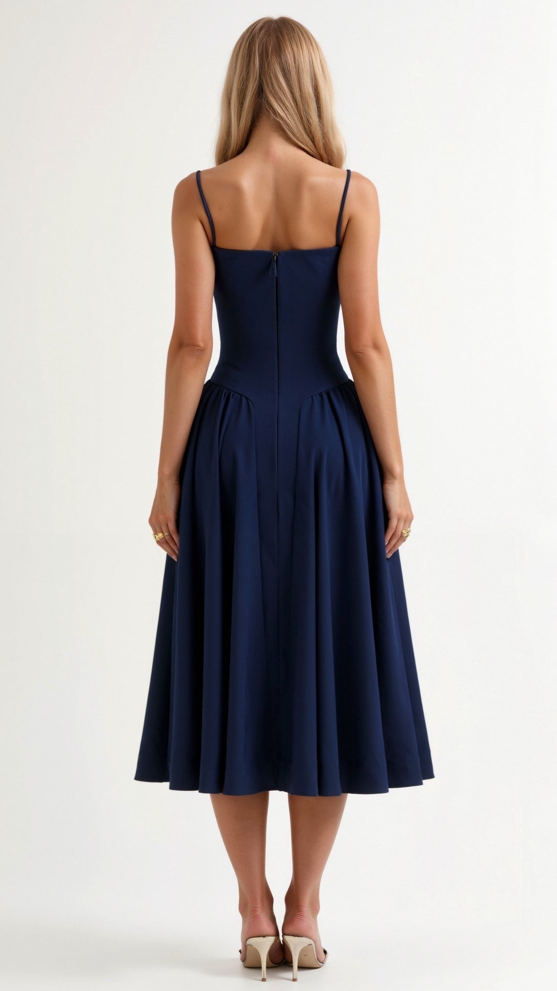 Vestido midi corpete estruturado feminino