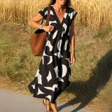 Vestido fluido com decote V feminino