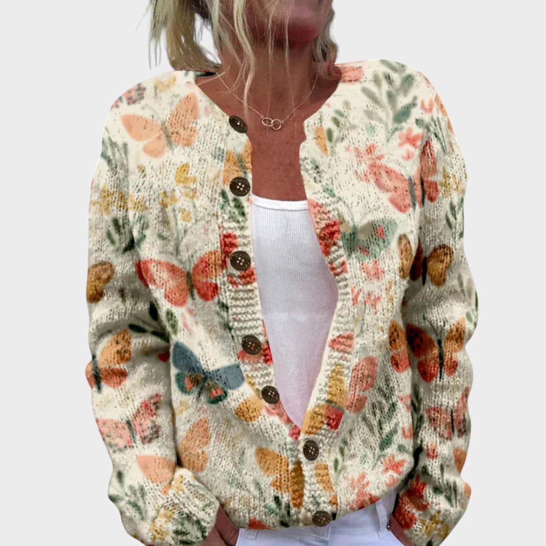 Cardigan Floral de Outono feminino