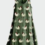Vestido com Estampa de Galo feminino