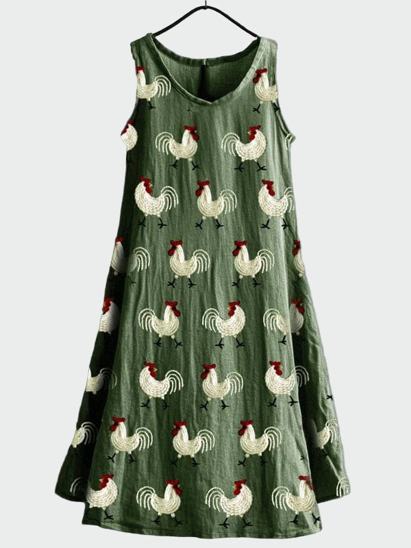 Vestido com Estampa de Galo feminino