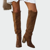 Botas ortopédicas de couro até ao joelho feminino
