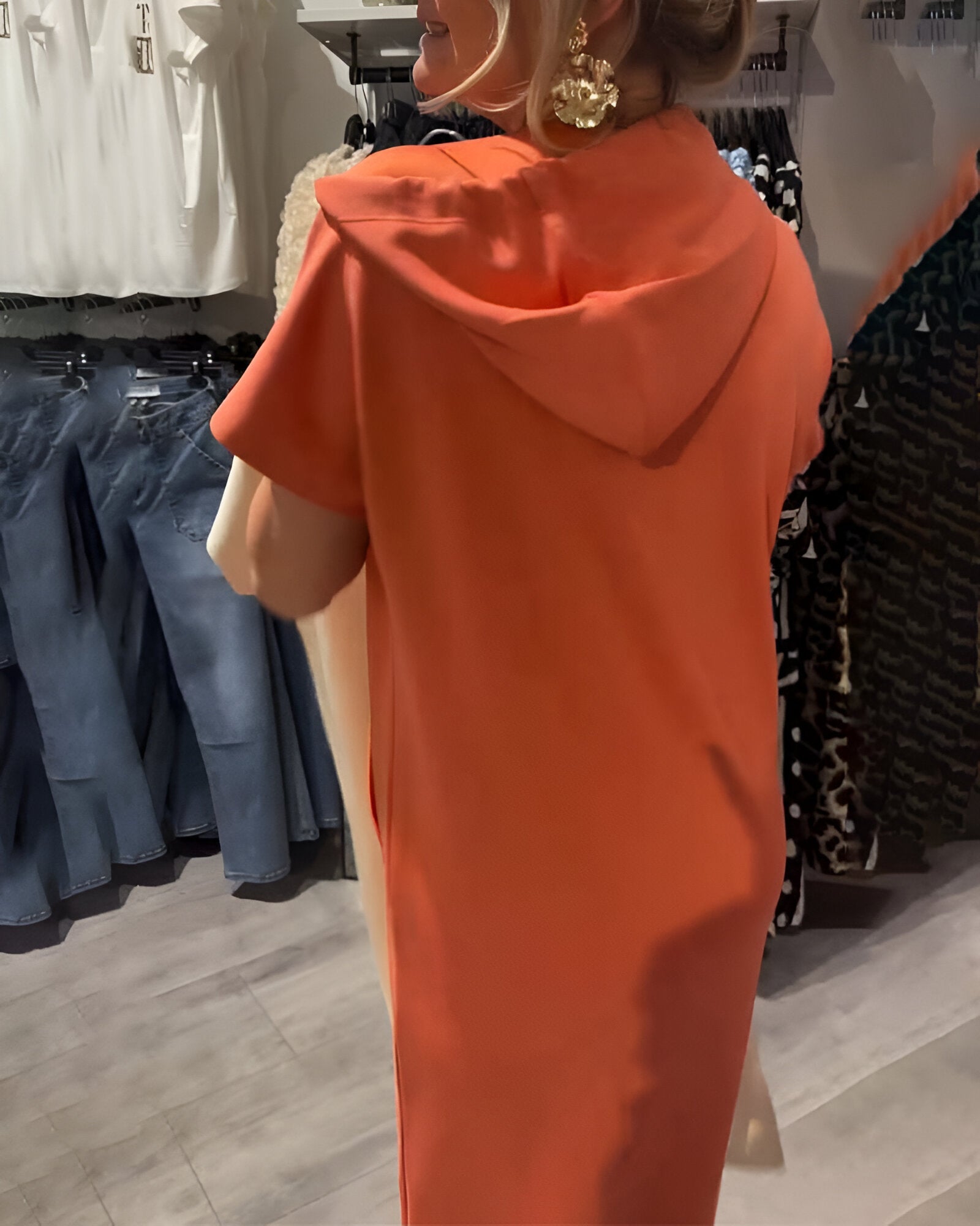 Vestido casual com capuz feminino