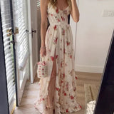 Vestido midi padrão floral feminino