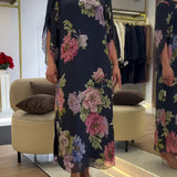 Lia - Vestido Maxi com Estampa Floral em Chiffon