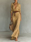 Francisca | Vestido maxi com gola aberta