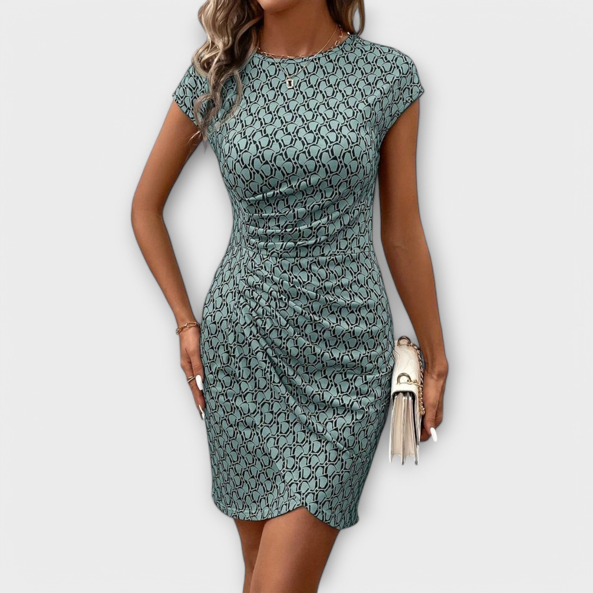 Vestido de manga curta tulipa feminino