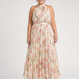 Vestido midi Aurelle floral com decote halter