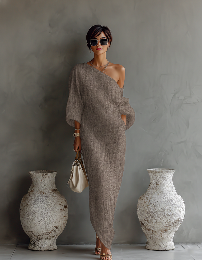 Helena | Vestido maxi assimétrico