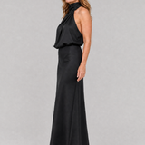 Vestido midi Nopal sem mangas com gola drapeada