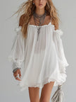 Mélusine | Vestido curto branco de ombros descobertos